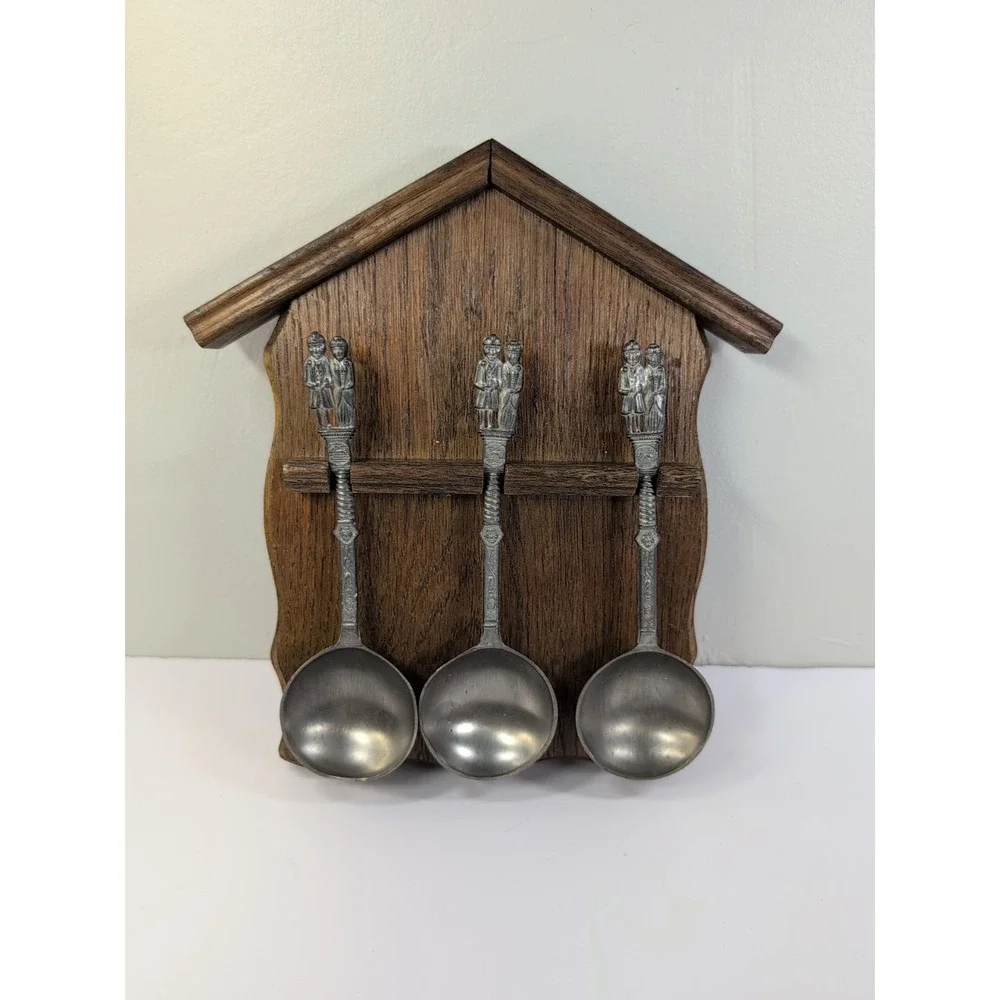 Kassack-Zinn Germany Decorative Pewter Collector‎ Spoon and Display Rack Set